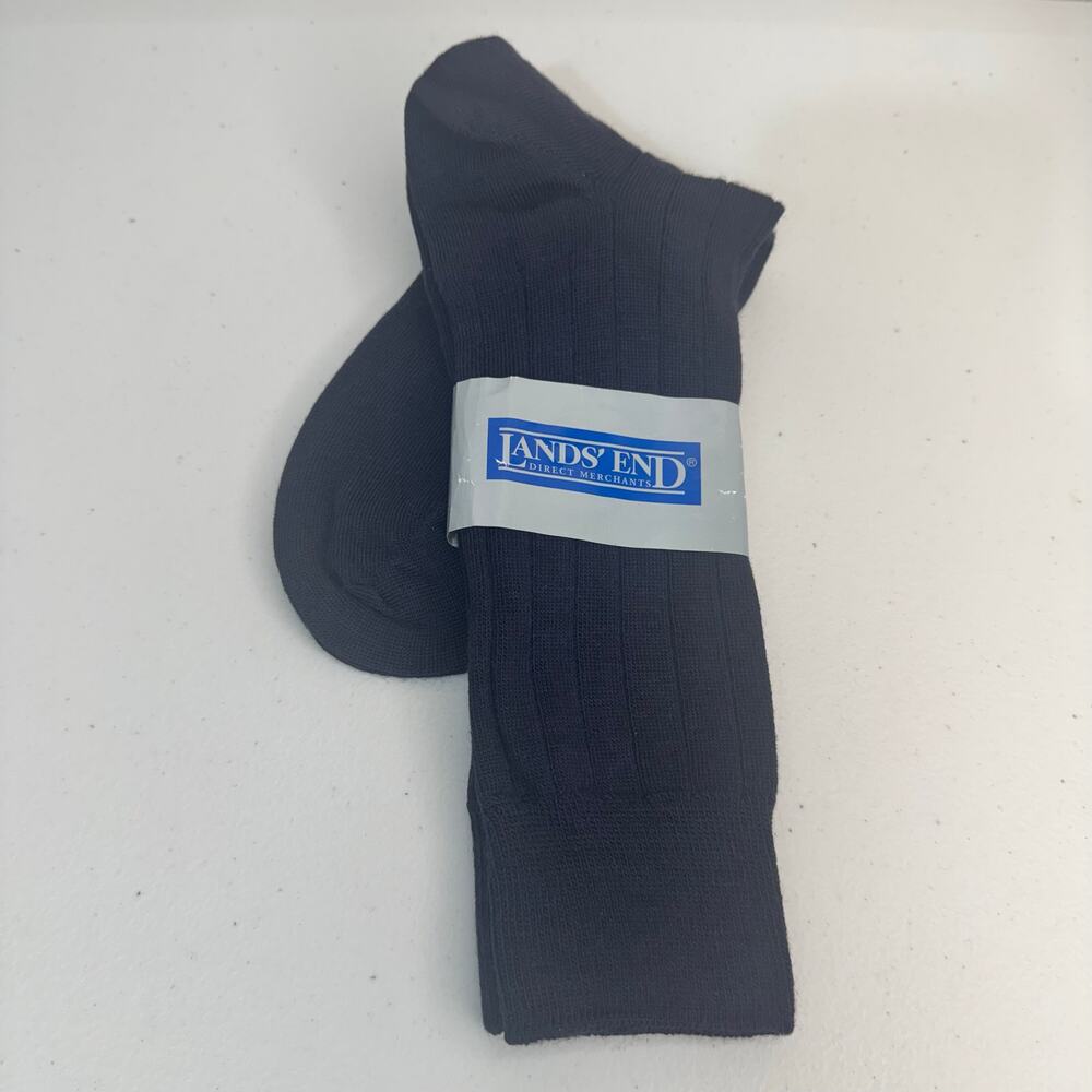 Land’s End Merino Wool Hand Looped Seamless Toe Black Dress Socks Men’s Medium